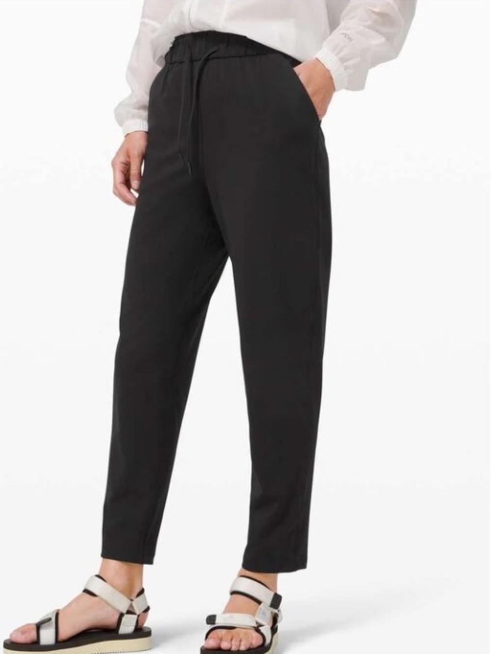 Lululemon Keep Moving Cropped Drawstring Waist Pants In Black